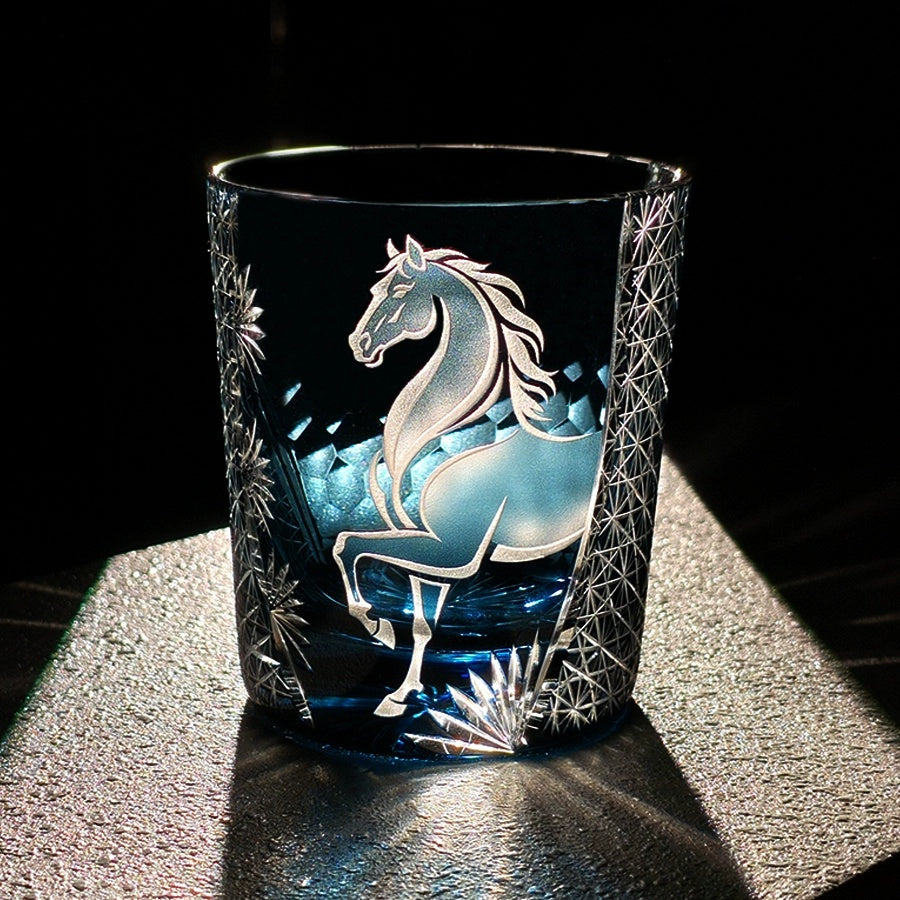 Edo Kiriko Handcrafted Meiba Whisky Glass With Wooden Box