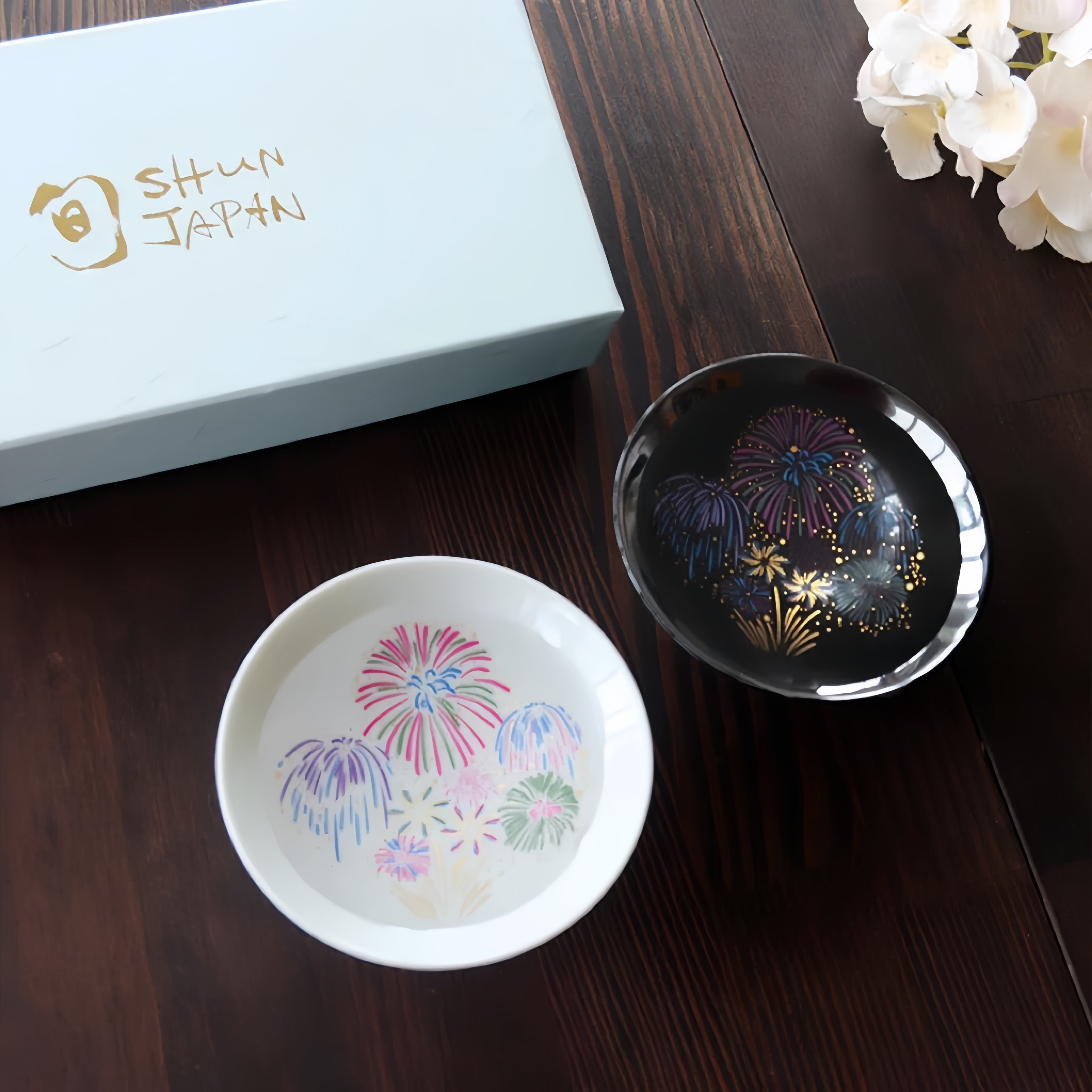 Mino Ware Thermochromic Cold Bloom Hanabi Sake Cup Set - MASU