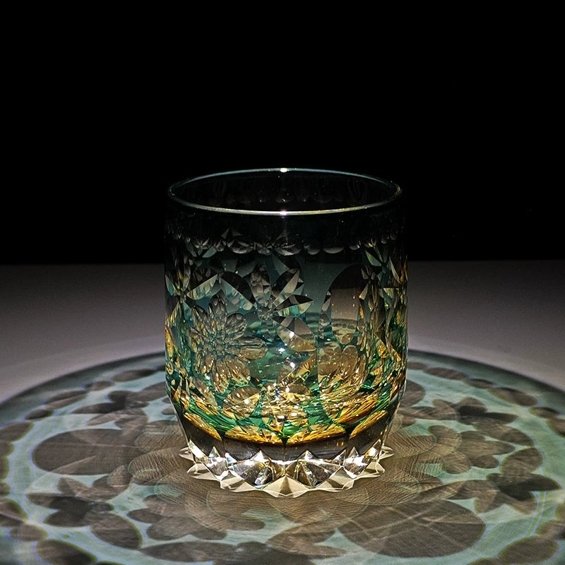 Edo Kiriko Handcrafted Seika Kasane Whisky Glass With Wooden Box