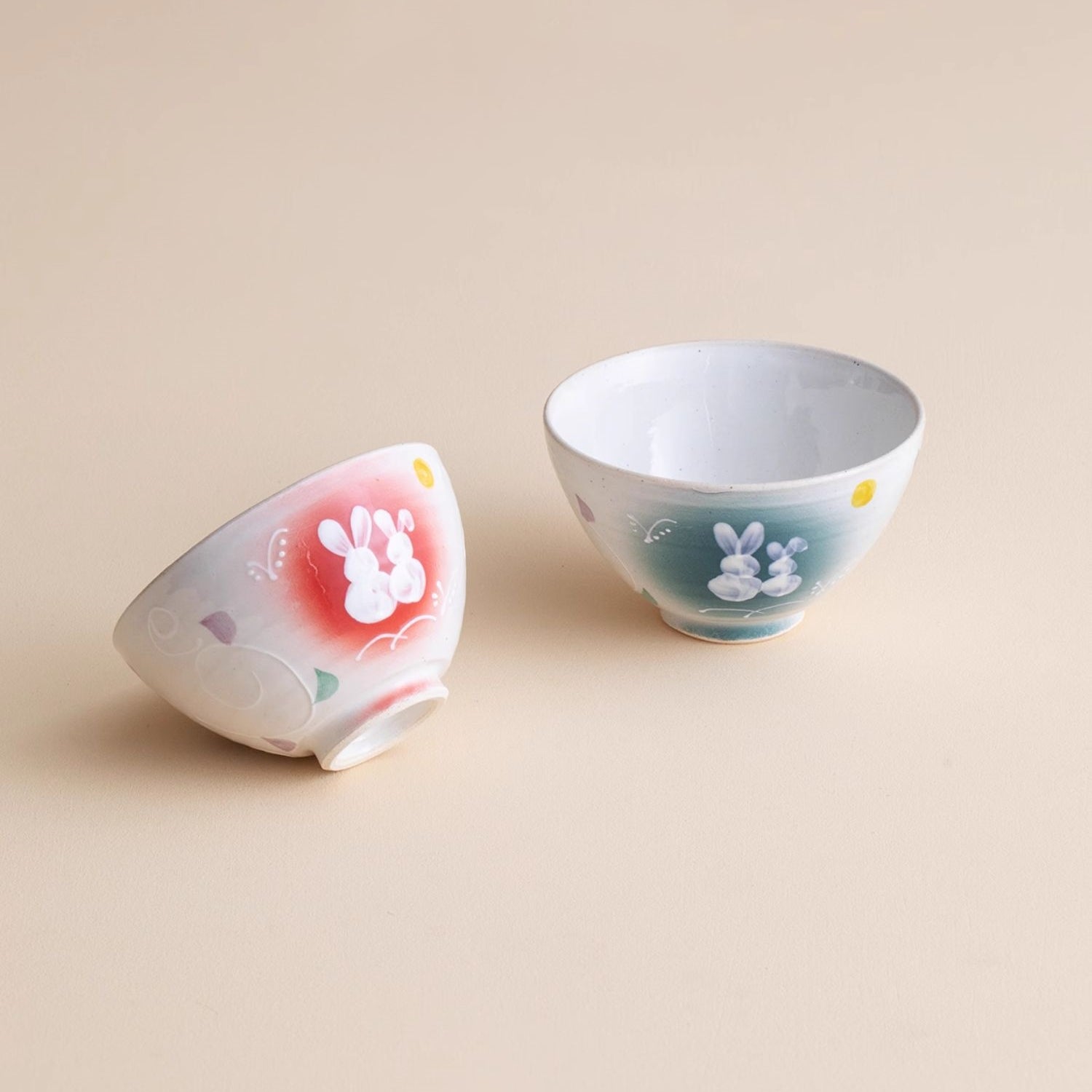 Mino Ware Tsukiyo Usagi Couple’s Bowl Set of Two