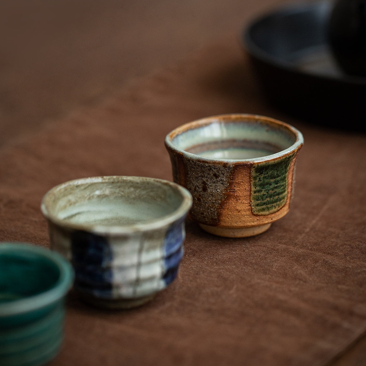 Hatsuichi Mino Ware Handcrafted Shunji Ceramic Tea Cups Set Of Five