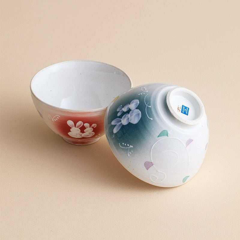 Mino Ware Tsukiyo Usagi Couple’s Bowl Set of Two