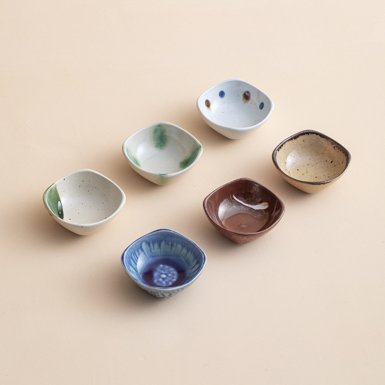 Hatsuichi Mino Ware Wabi Sabi Condiment Dish Set of Six