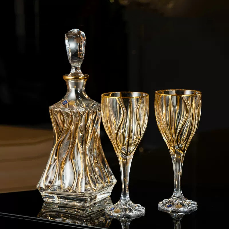 Bohemia Crystal Luxury Wine and Champagne Glass Decanter Set