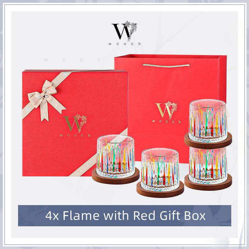 Rotating Multi Color Stained Whiskey Glass With Gift Box - MASU