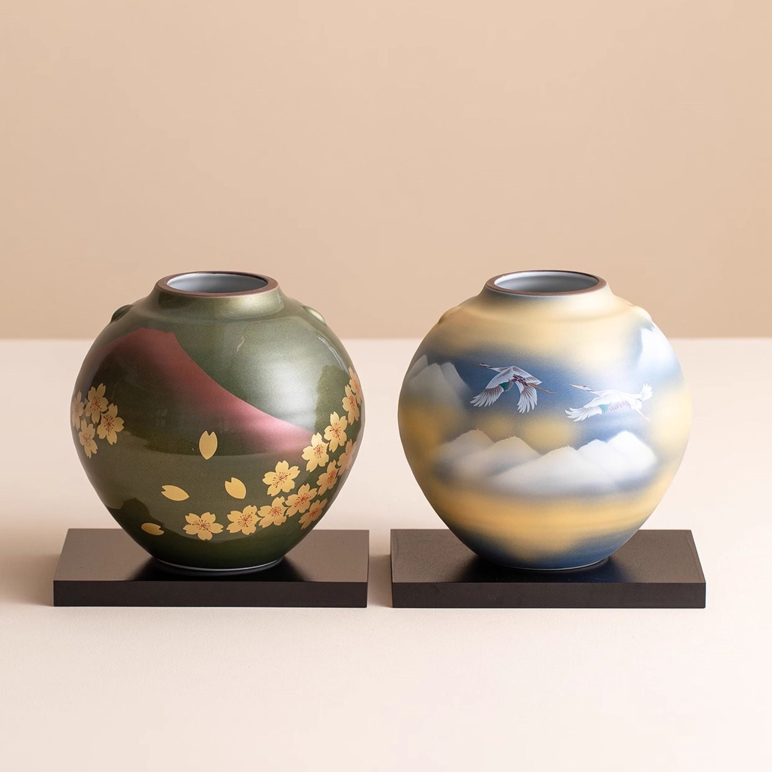 Kutaniyaki Handcrafted Yama no Megumi Vase Collection