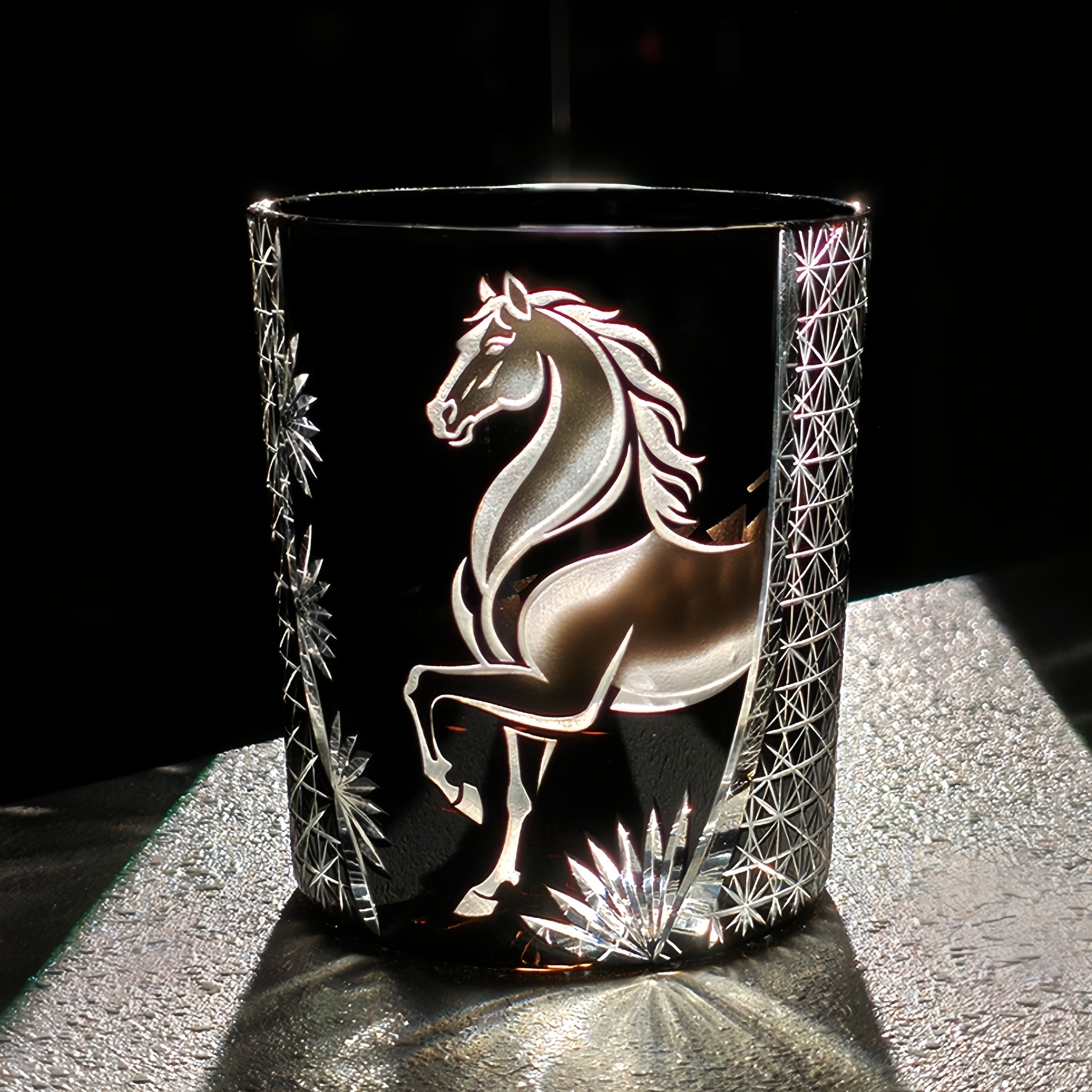 Edo Kiriko Handcrafted Meiba Whisky Glass With Wooden Box