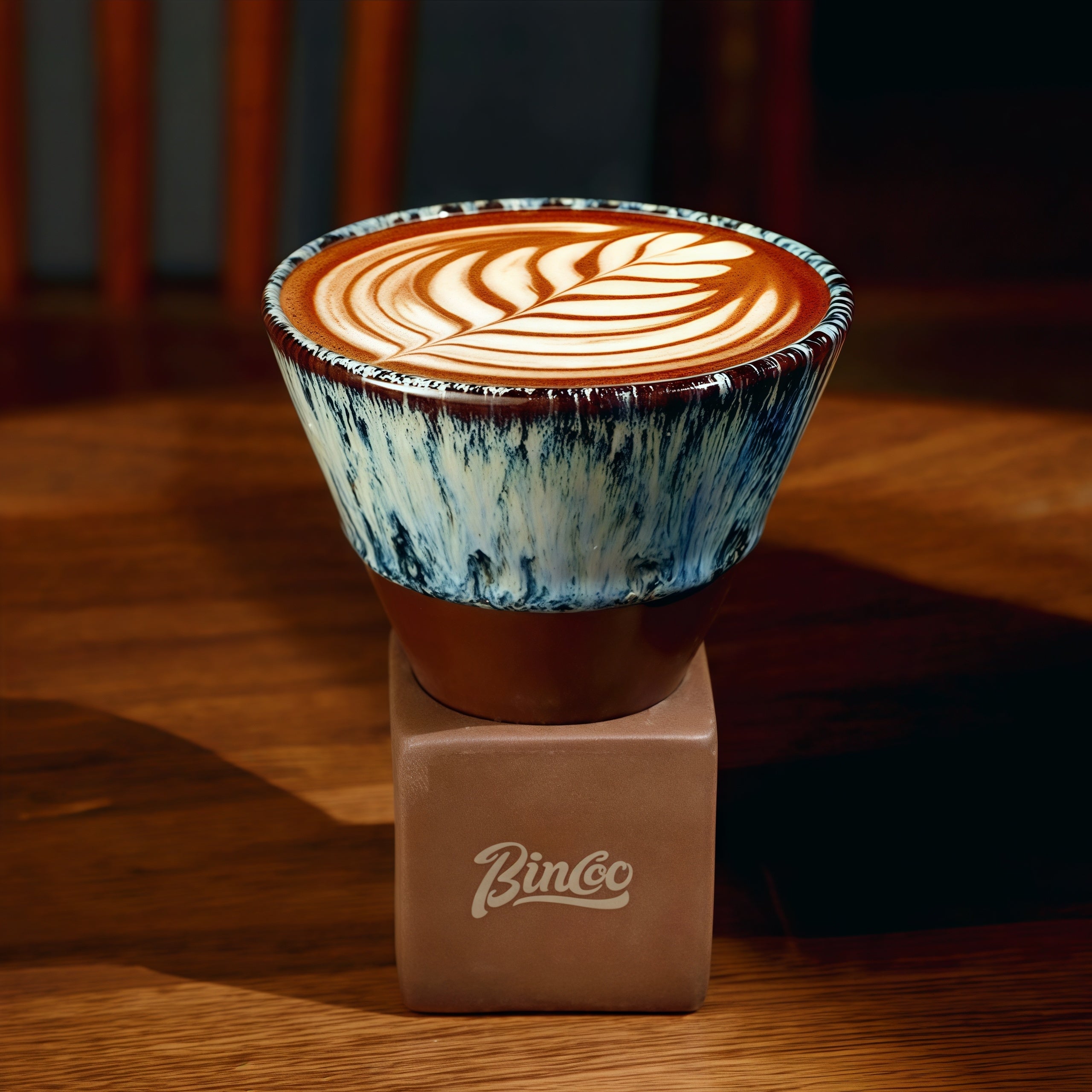 Handcrafted Glaze Cone Ceramic Coffee Cup with Stand