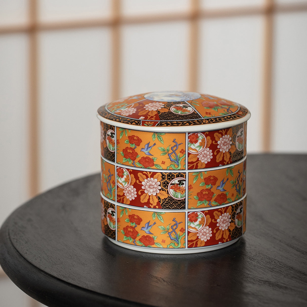 Japanese Handcrafted Hasami Ceramic Tiered Jubako Box