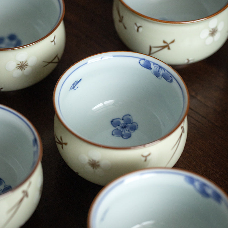 Arita Ware Kinro Ceramic Teacup Set of Five