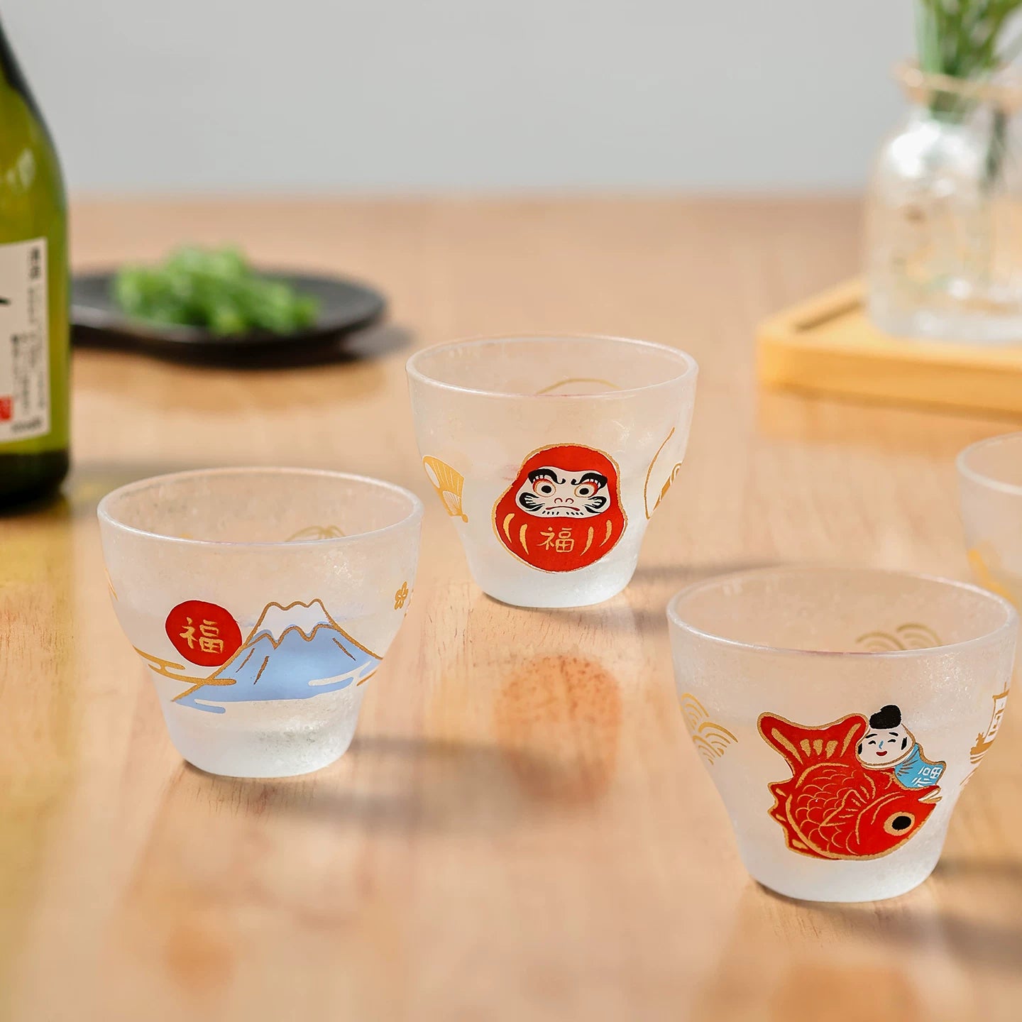 Aderia Eto Fuku Frosted Sake Cup Collection