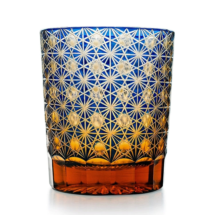 Edo Kiriko Handcrafted Royal Chrysanthemum Whiskey Glass With Wooden Box