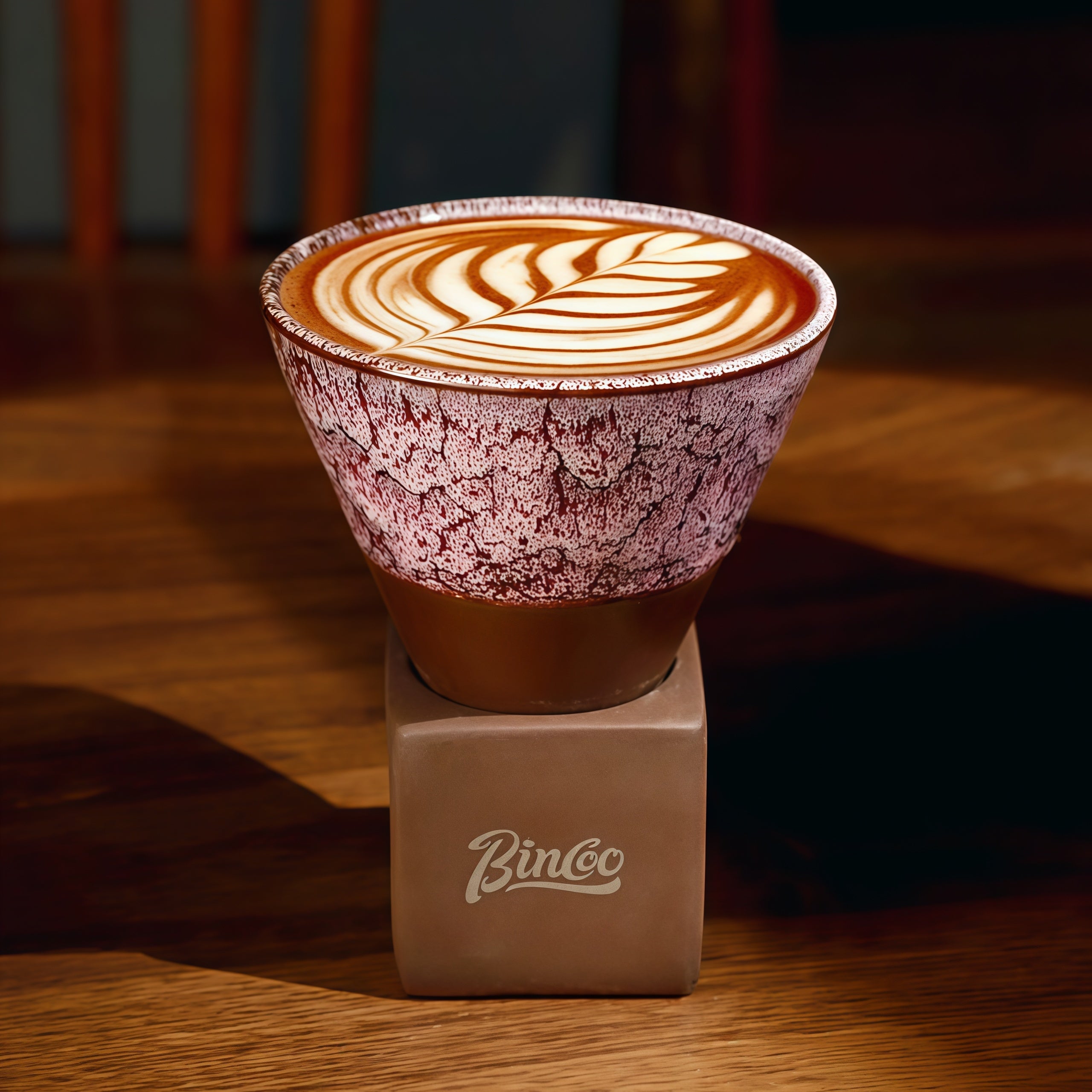 Handcrafted Glaze Cone Ceramic Coffee Cup with Stand