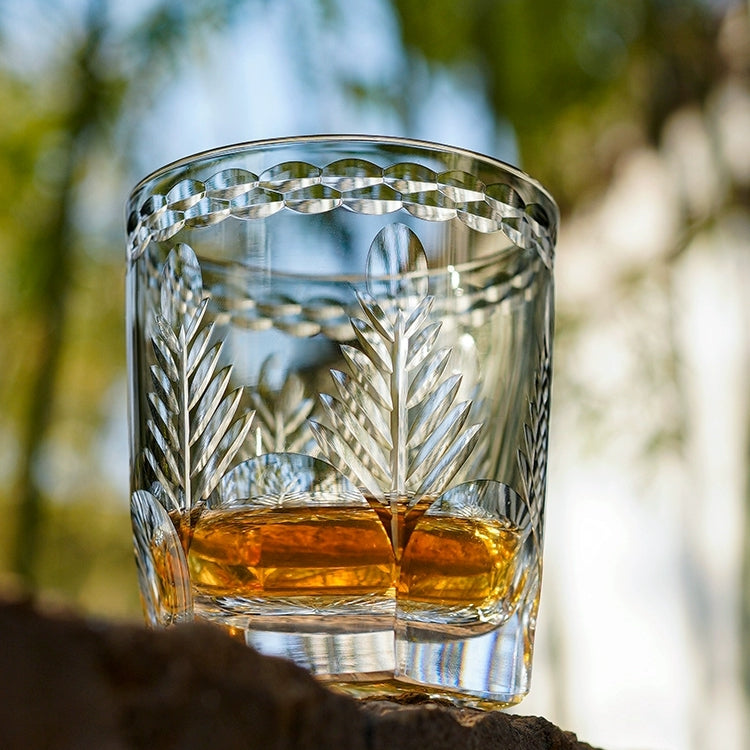 Edo Kiriko Handcrafted Lepidoptera Whiskey Glass With Wooden Box