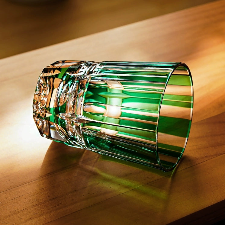 Edo Kiriko Handcrafted Bamboo Feast Whisky Glass With Wooden Box