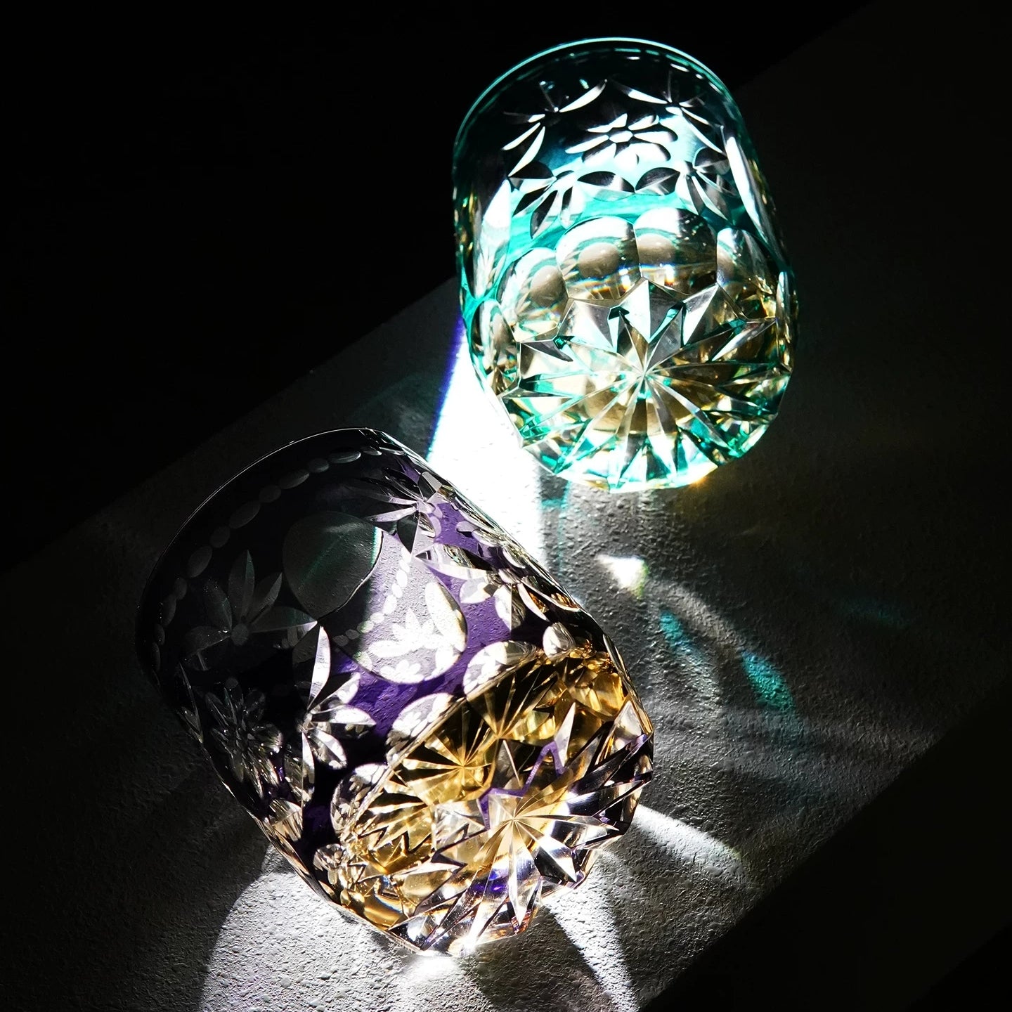 Edo Kiriko Handcrafted Seika Kasane Whisky Glass With Wooden Box