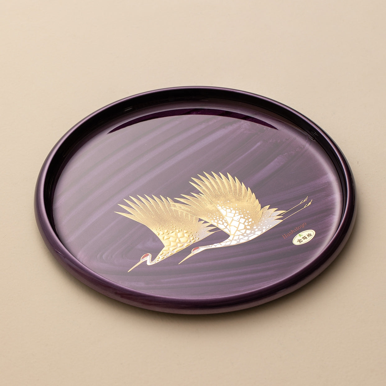 Yamanaka Shikki Handcrafted Gold Foil Shiun Tsuru Tray