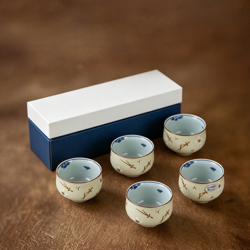 Arita Ware Kinro Ceramic Teacup Set of Five