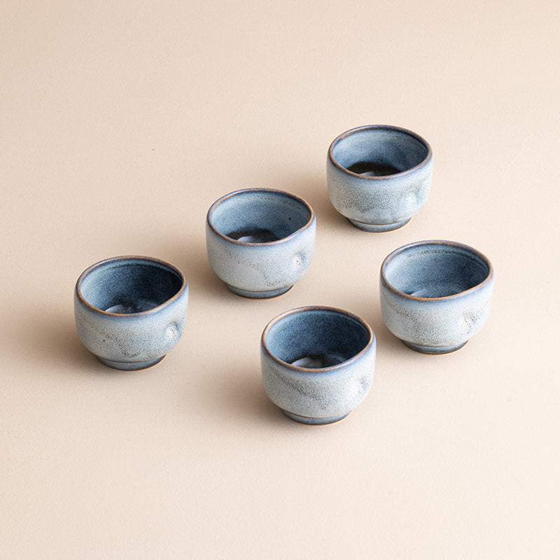 Nunobiki Ware Handcrafted Komorebi Tea Cup Set of Five