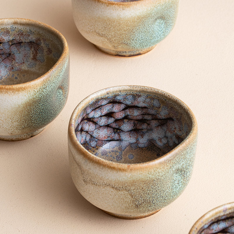 Nunobiki Ware Handcrafted Yukifubuki Tea Cup Set of Five - MASU