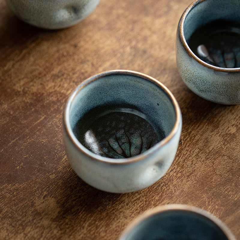 Nunobiki Ware Handcrafted Komorebi Tea Cup Set of Five - MASU