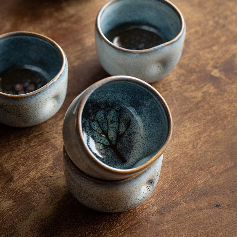 Nunobiki Ware Handcrafted Komorebi Tea Cup Set of Five - MASU