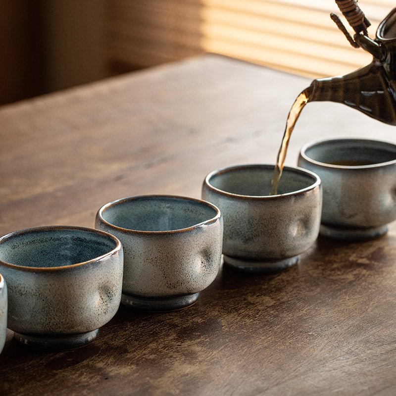Nunobiki Ware Handcrafted Komorebi Tea Cup Set of Five - MASU