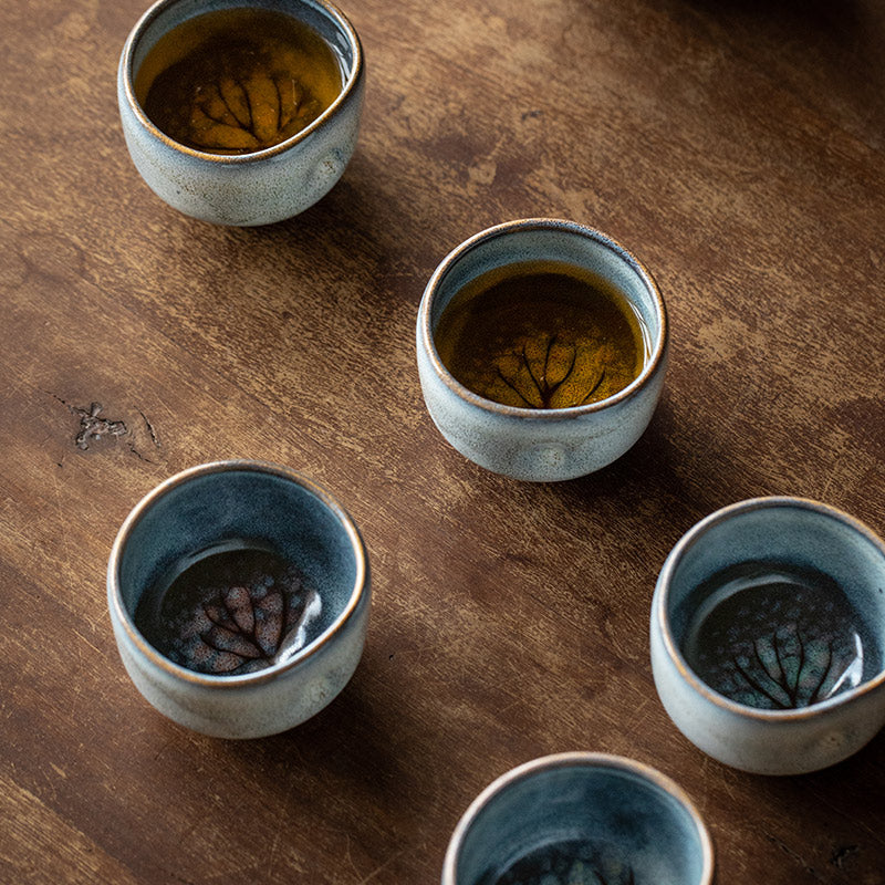 Nunobiki Ware Handcrafted Komorebi Tea Cup Set of Five