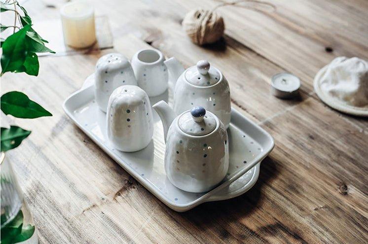 Japanese Handcrafted Ceramic Dotted Condiment Set - MASU