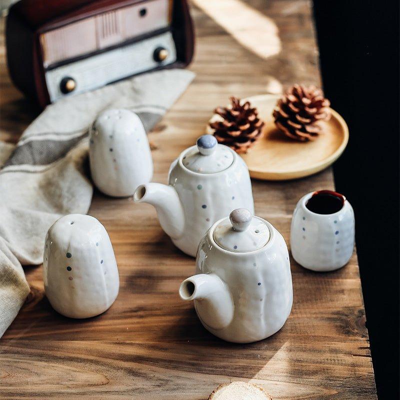 Japanese Handcrafted Ceramic Dotted Condiment Set - MASU