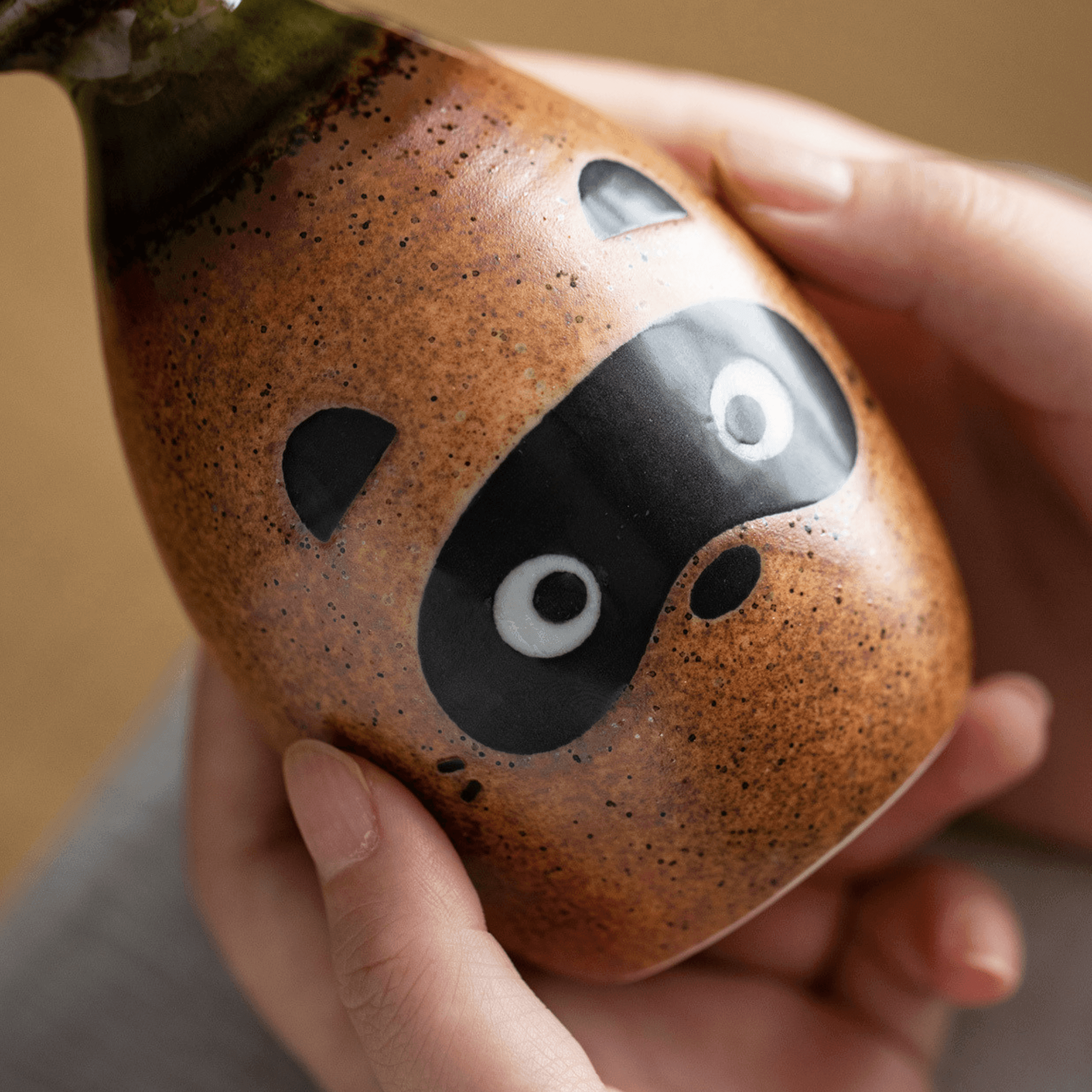 Japanese Ceramic Tanuki (Raccoon) Sake Set - MASU