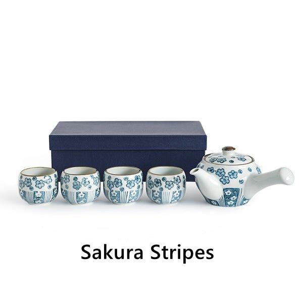 Japanese Handcrafted Blue Sakura Tea Sets - MASU