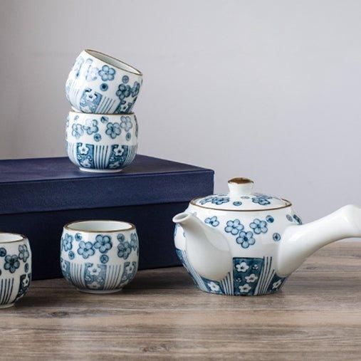 Japanese Handcrafted Blue Sakura Tea Sets - MASU