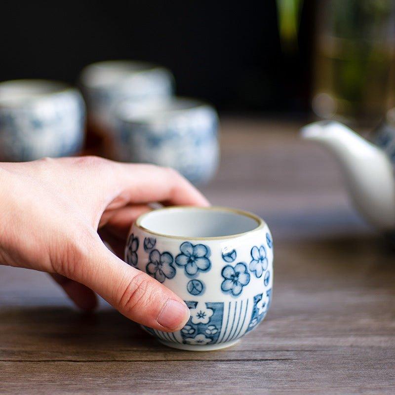 Japanese Handcrafted Blue Sakura Tea Sets