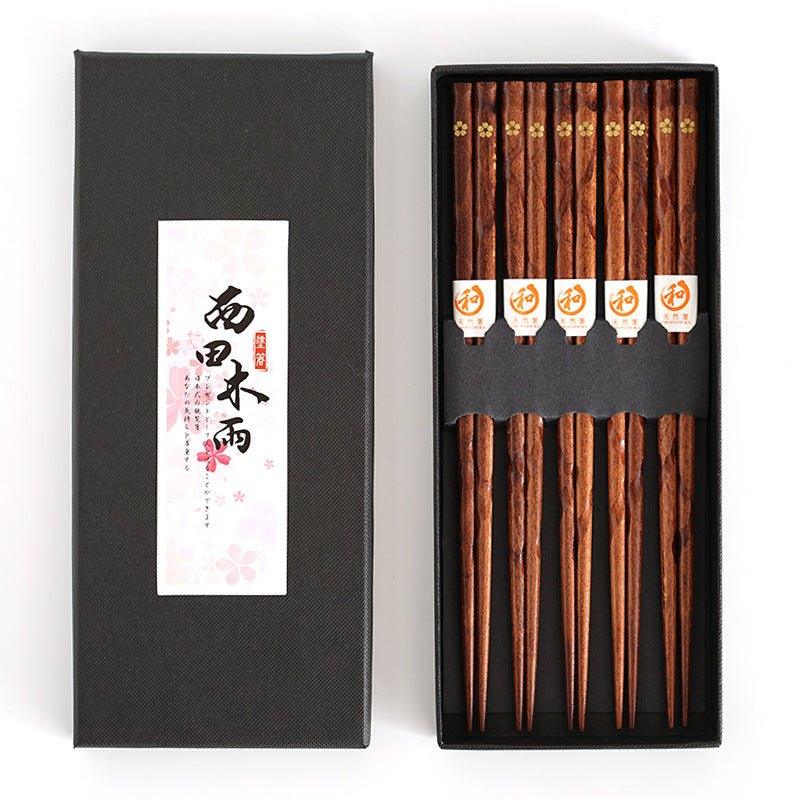 Japanese Golden Sakura Wooden Chopstick Set - MASU