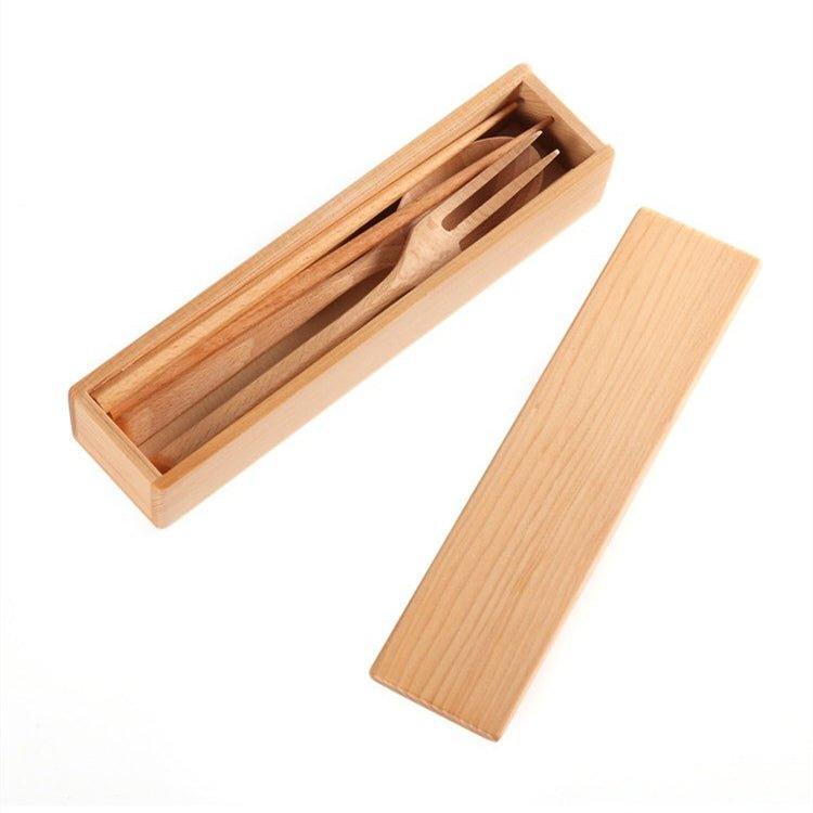 Japanese Minimalistic Wooden Utensil Set With Box - MASU