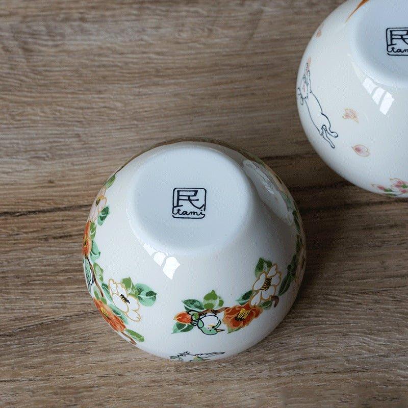 Japanese Tamikazu Hayashi Hand-painted Animal Theme Ceramic Tea Cup Gift Sets - MASU