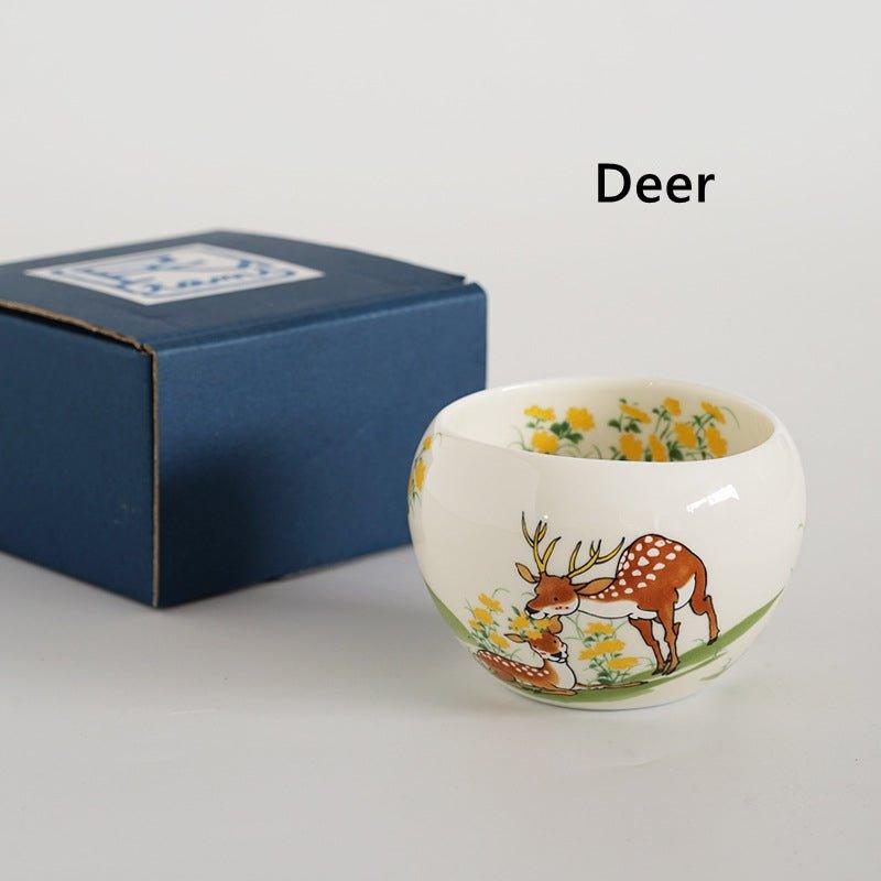 Japanese Tamikazu Hayashi Hand-painted Animal Theme Ceramic Tea Cup Gift Sets - MASU
