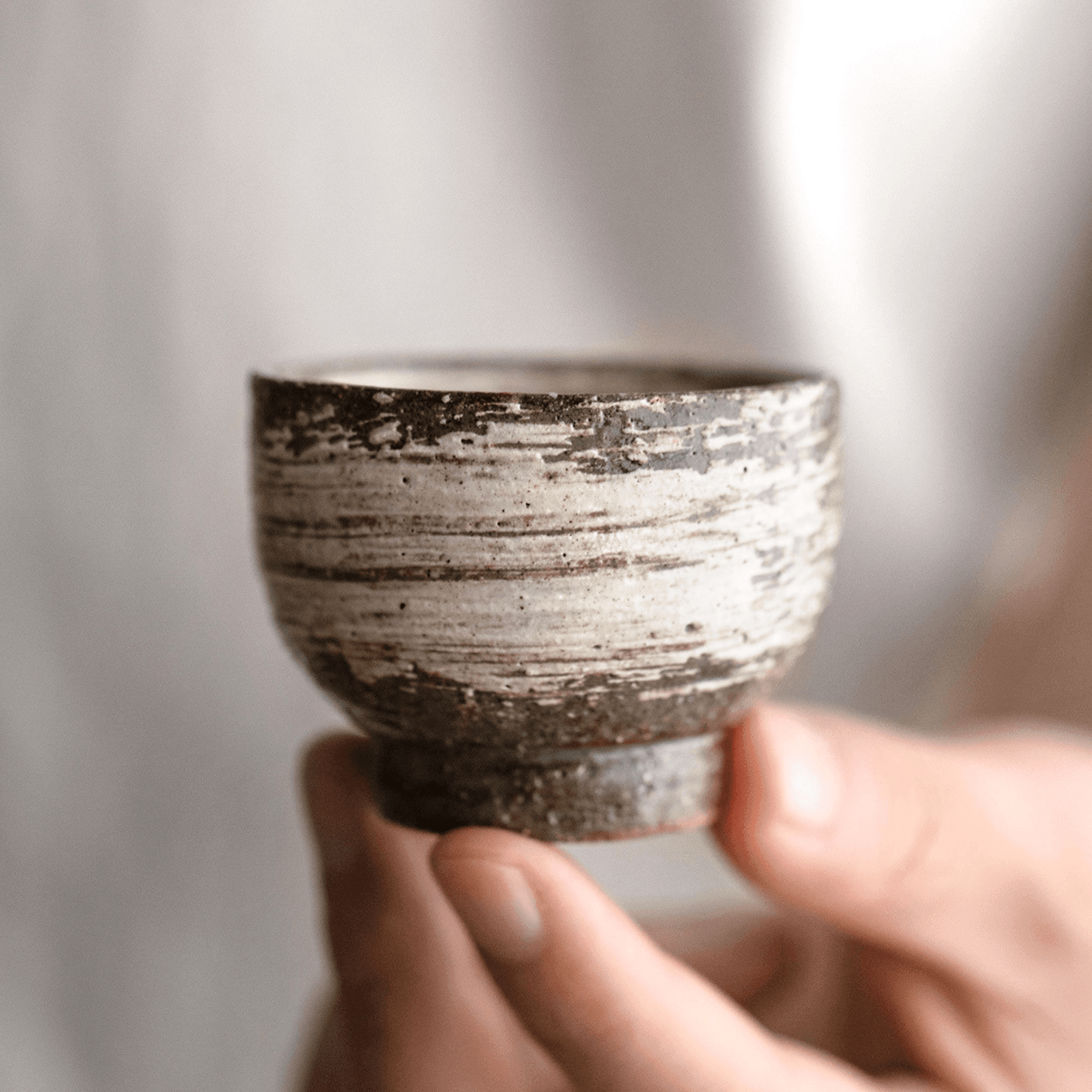 Japanese Handcrafted Sandy Textured Banko Ware Tea Cup Set - MASU