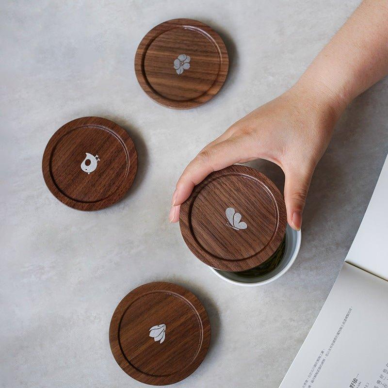 Japanese Rounded Walnut Wood Tea Cup Lid/Coaster - MASU
