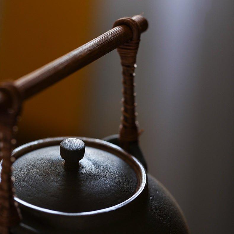 Handcrafted Ceramic Ball Shaped Boiler With Rattan Handle - MASU