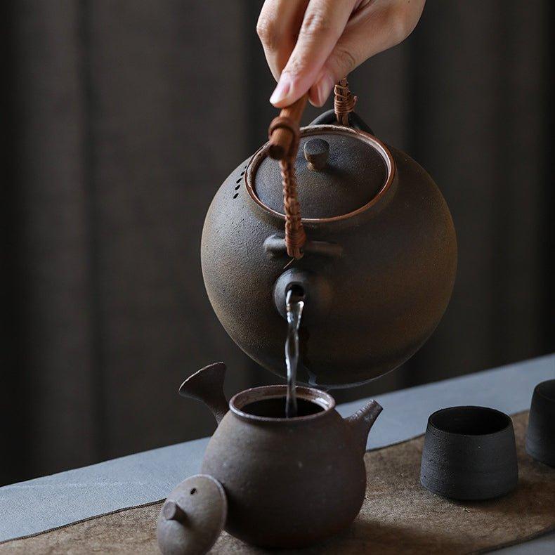 Handcrafted Ceramic Ball Shaped Boiler With Rattan Handle - MASU