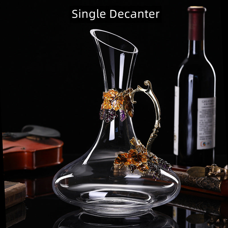 Golden Vine Crystal Wine Glasses with Decanter Suitcase Set - MASU