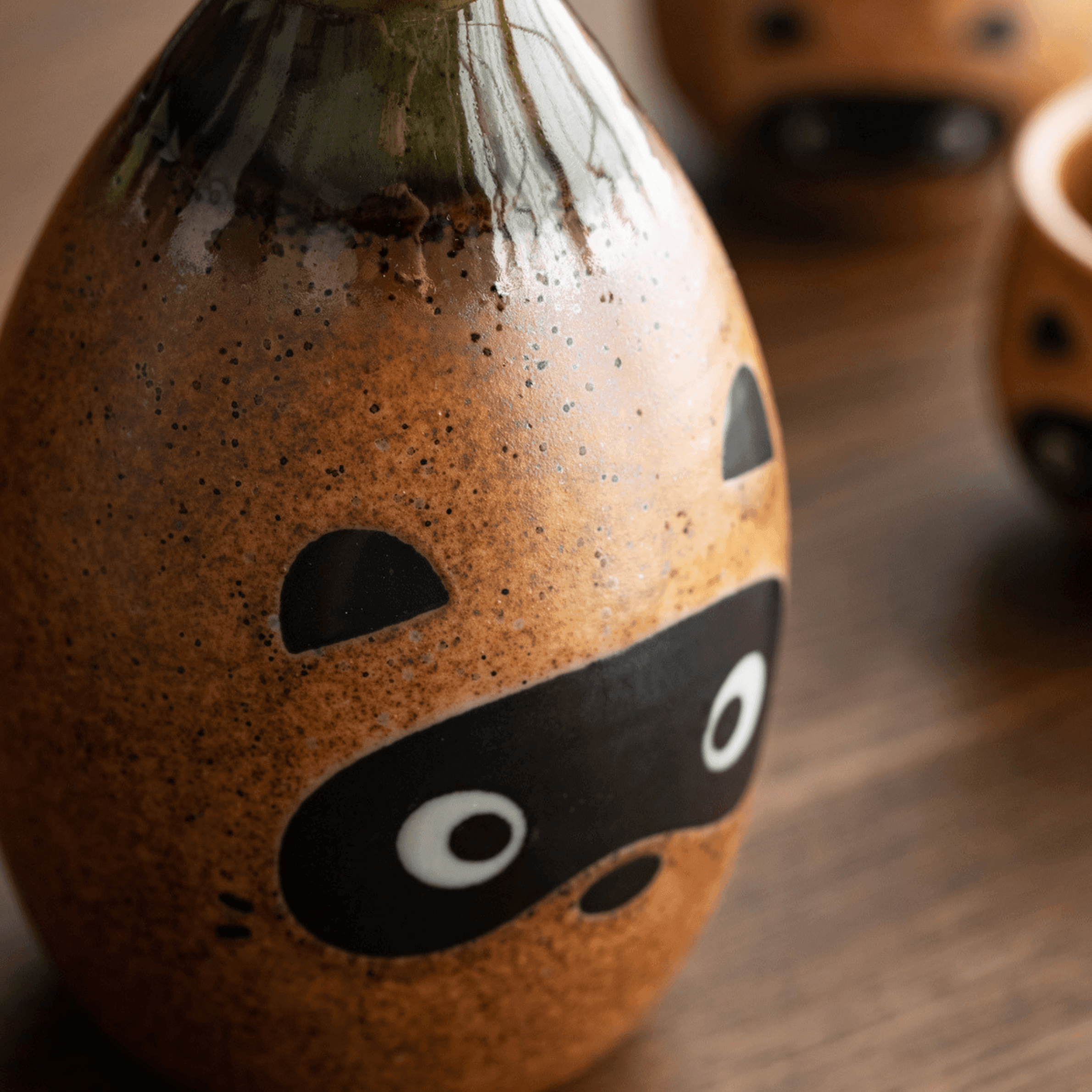 Japanese Ceramic Tanuki (Raccoon) Sake Set - MASU