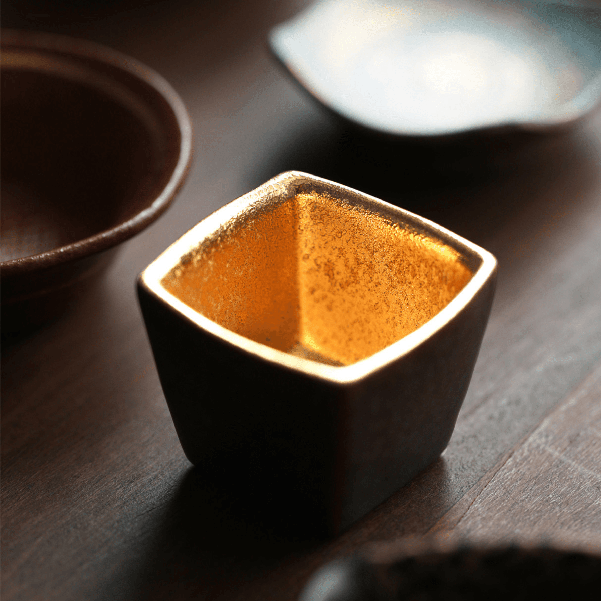 Touetsugama Japanese Golden Glazed Tea Set - MASU