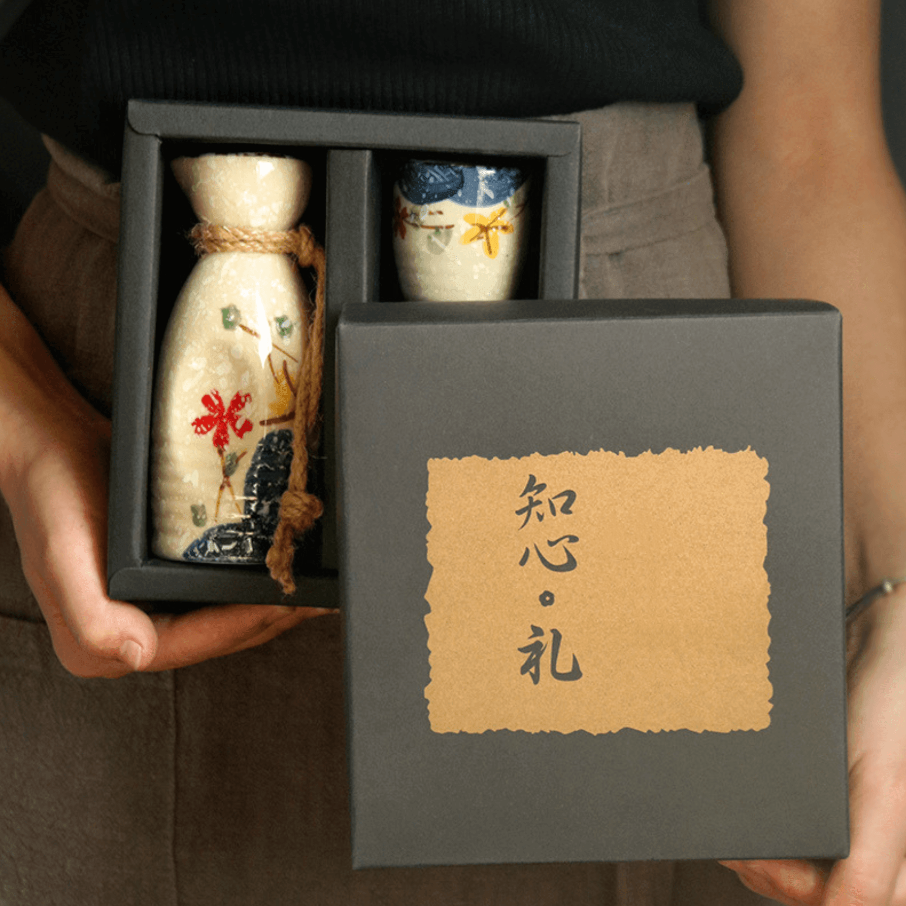 Japanese Sakura Sake Ceramic Flagon Sets - MASU