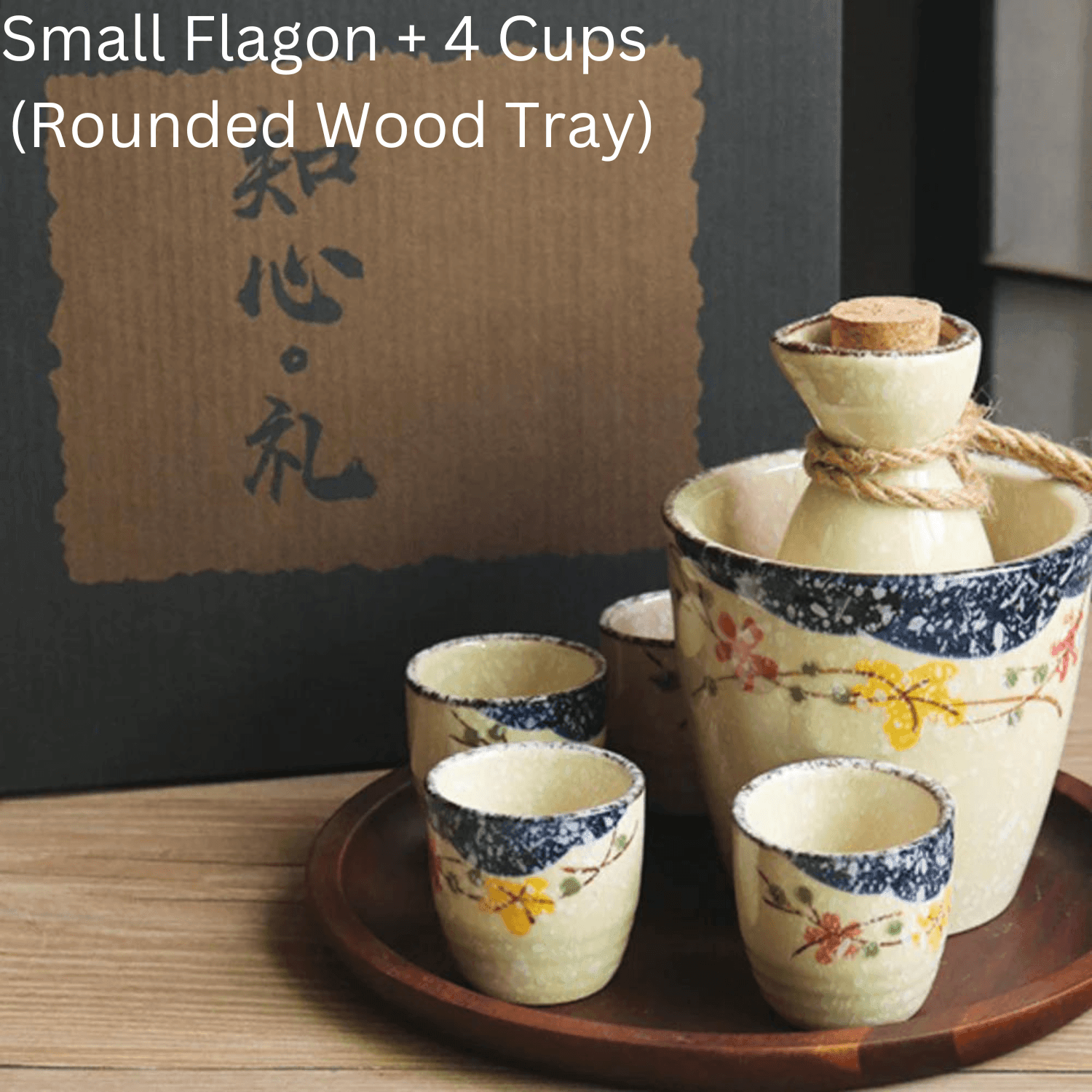 Japanese Sakura Sake Ceramic Flagon Sets - MASU