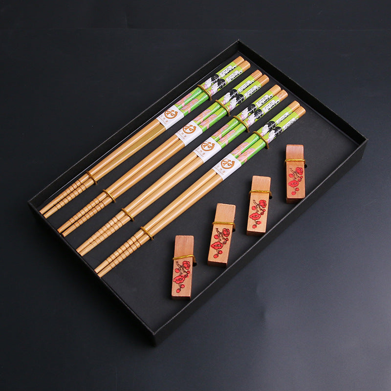 Japanese Geisha Themed Handcrafted Bamboo Chopsticks Sets - MASU