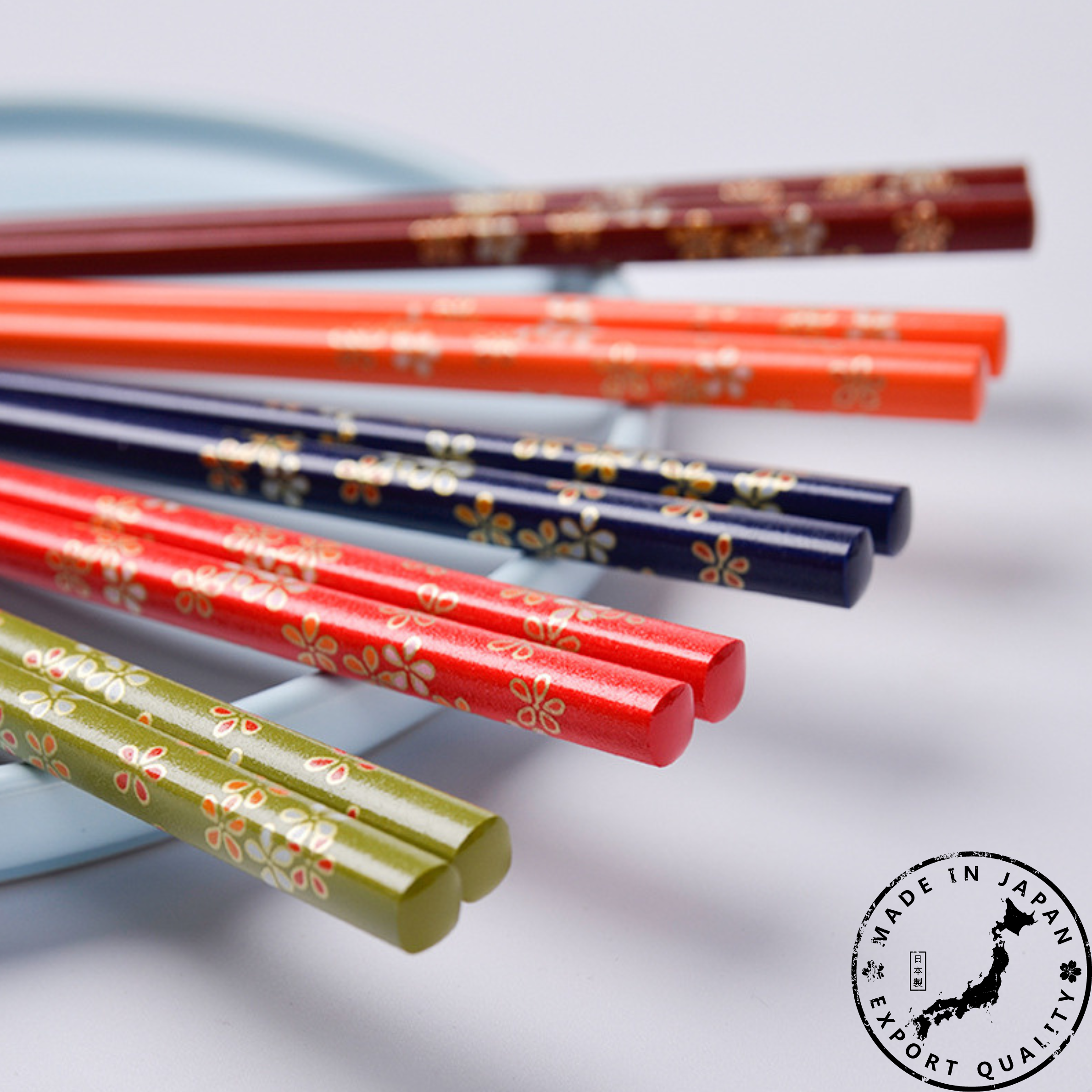 Japanese Rainbow Sakura Handcrafted Wooden Chopsticks Set of 5 - MASU