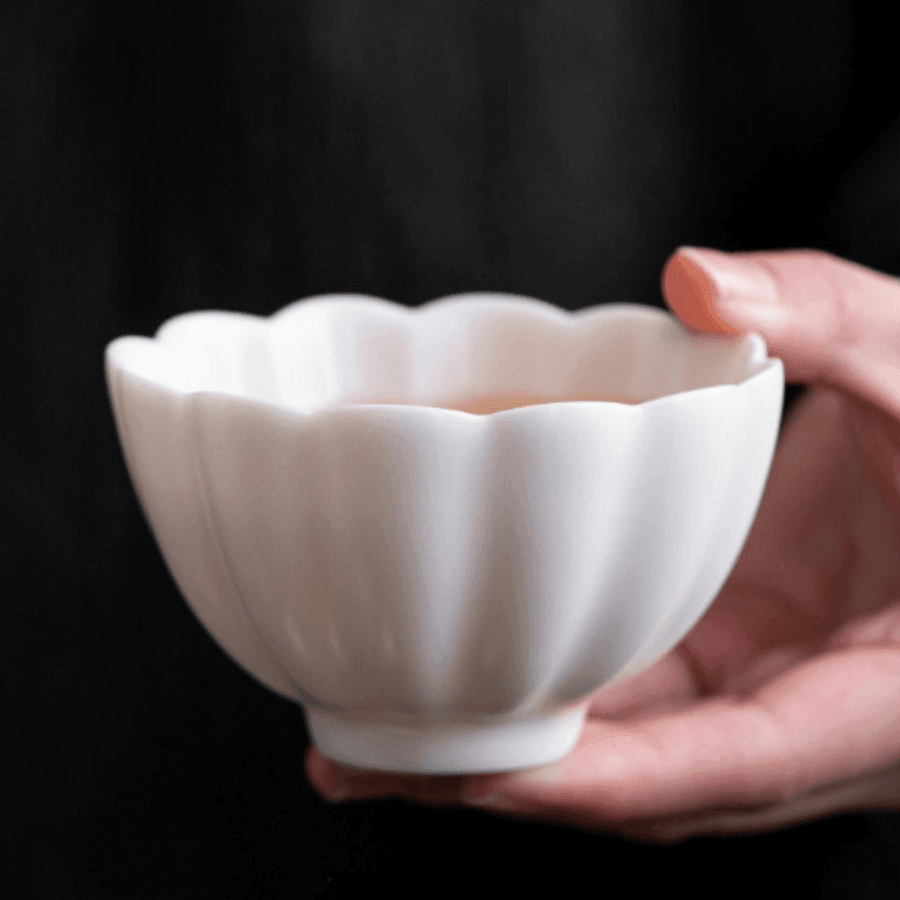Handcrafted Ceramic Tea Cup With Embedded Ceramic Rose - MASU